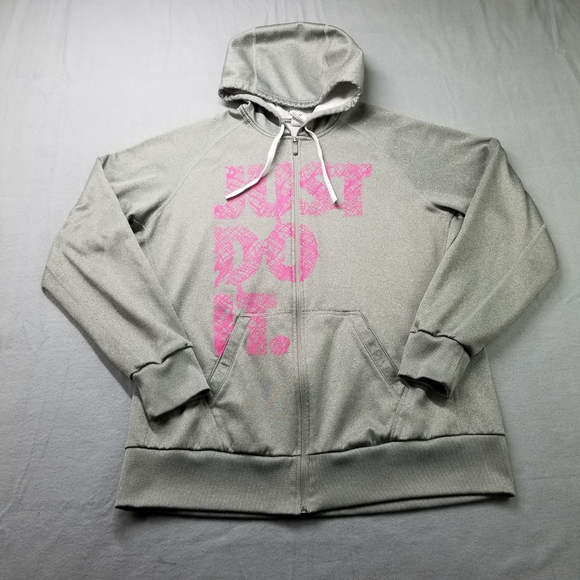 Nike Tops - Nike Hoodie Womens Size XL Full Zip Just Do It Spell Out Jacket Fleece Swoosh